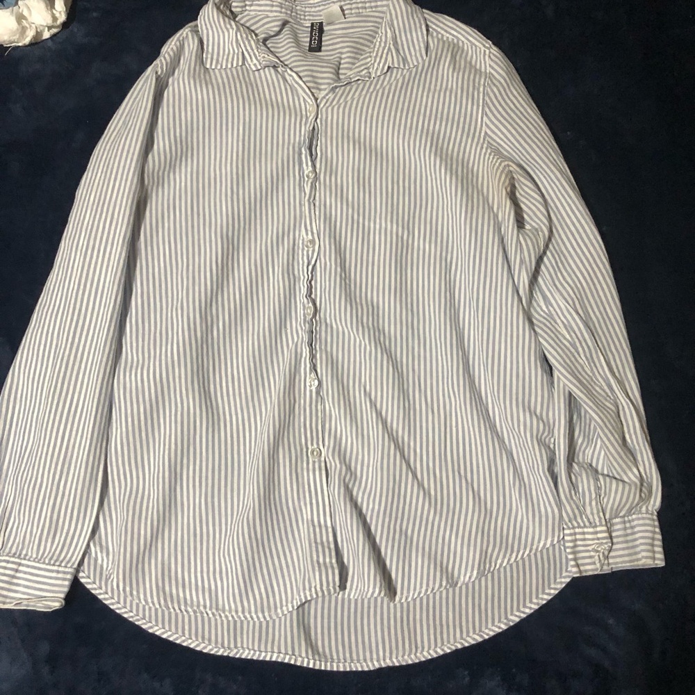 H&M Divided Striped Button Down Blouse Long Sleeve Oversized Women's Size Medium